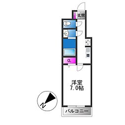 D.Clarest玉造 1Kの間取図画像