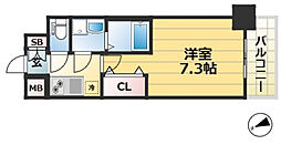 レジュールアッシュ神戸グランフィール 6階1Kの間取り