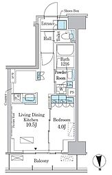 パークアクシス新宿百人町 4階1LDKの間取り
