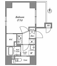ルネサンスコート錦糸町 6階1Kの間取り