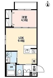練馬区中村南1丁目アパート 1LDKの間取図画像