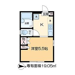 アーク・Ｋ 2階ワンルームの間取り