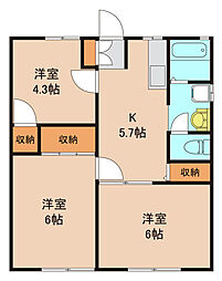 冨士塚ハイツ 3Kの間取図画像