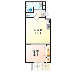 パラッツォ・ドゥーエ 1LDKの間取図画像