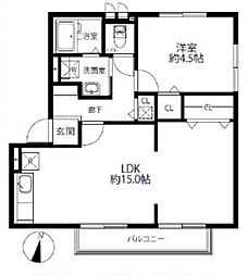 サンビレッジ イリス 1階2LDKの間取り