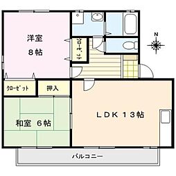 パークアベニューE 2LDKの間取図画像