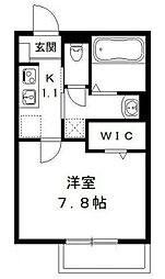 ウッドホーククラブ 1Kの間取図画像