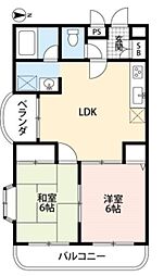 西武新宿線 航空公園駅 徒歩6分の賃貸マンション 1階2LDKの間取り