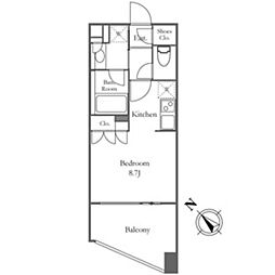 プレミアロッソ 5階ワンルームの間取り