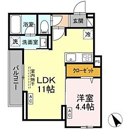 京王線 京王八王子駅 徒歩7分の賃貸アパート 2階1LDKの間取り