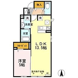 ヴィラ アカシア 1階1LDKの間取り