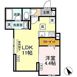 京王線 京王八王子駅 徒歩7分の賃貸アパート 1階1LDKの間取り