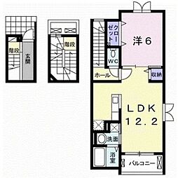 南海線 和歌山市駅 徒歩15分の賃貸アパート 3階1LDKの間取り