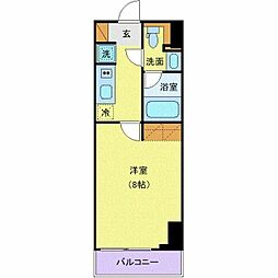 JR総武線 千葉駅 徒歩6分の賃貸マンション 8階1Kの間取り