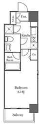 プレミアステージ笹塚 1Kの間取図画像
