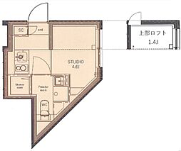 プラティーク神楽坂 west 1階ワンルームの間取り