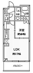 ドゥーエ大宮 1LDKの間取図画像