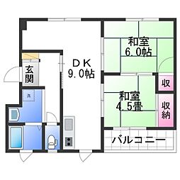 JR紀勢本線 紀三井寺駅 徒歩28分の賃貸マンション 1階2DKの間取り