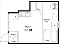 アパルトメント梅丘グランデ 1階ワンルームの間取り