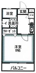 Kハイツ 1Kの間取図画像