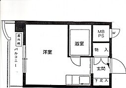 チサンマンション天神3 ワンルームの間取図画像