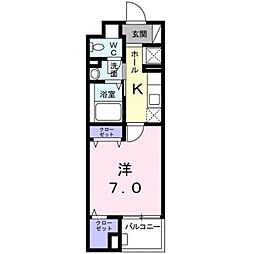 ハピネスパラシオン 1Kの間取図画像
