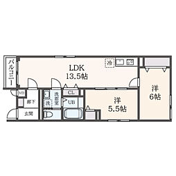 京急本線 青物横丁駅 徒歩6分の賃貸マンション 4階2LDKの間取り