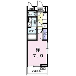 ラプルメリア 1Kの間取図画像