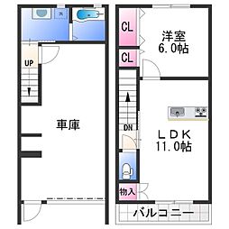 JR紀勢本線 紀三井寺駅 徒歩33分の賃貸アパート 2階1LDKの間取り