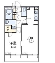 レオパレスベルファム 4階1LDKの間取り