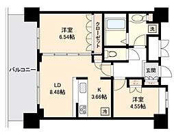 リボンシティコミュニティー 2LDKの間取図画像