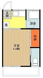 第二美多摩荘 1Kの間取図画像
