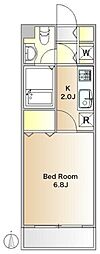東急大井町線 荏原町駅 徒歩8分の賃貸マンション 2階1Kの間取り