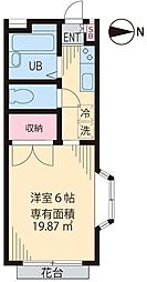 パルハイム 1階1Kの間取り