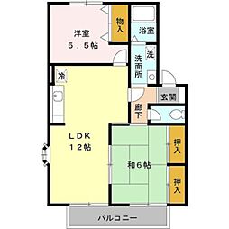 メゾンボナールF 2LDKの間取図画像