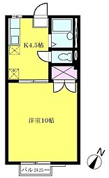 ビバリーハウス千歳台 A棟 2階1Kの間取り