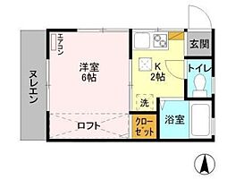 キャッスル下矢切 1Kの間取図画像