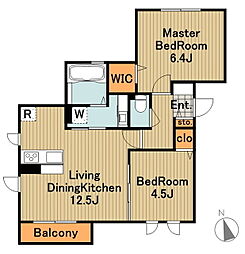 京王相模原線 多摩境駅 徒歩28分の賃貸アパート 3階2LDKの間取り