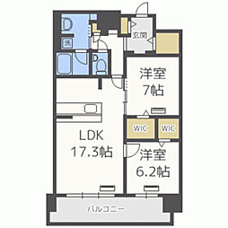 ウィスタリアレジデンス博多 2LDKの間取図画像