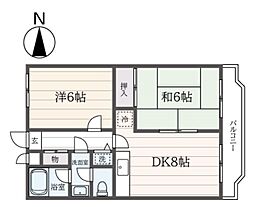 ライト・フィールド調布 2DKの間取図画像