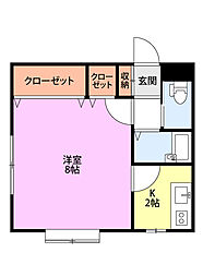 敬和佐々木アパート 1Kの間取図画像