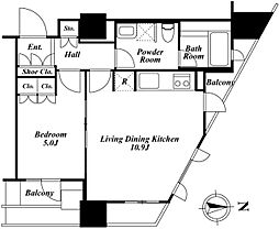 プライムアーバン新宿夏目坂タワーレジデンス 22階1LDKの間取り