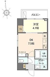 マイシティ厚木中町 1DKの間取図画像