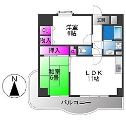 フローリッシュ北田 2LDKの間取図画像