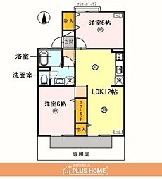 ピュアハイツ有本 2LDKの間取図画像