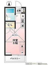 富士見ハイツ ワンルームの間取図画像