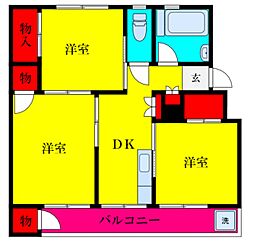 辰巳台ハイム 3DKの間取図画像
