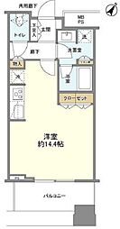 ル・サンク大崎ウィズタワー 4階ワンルームの間取り