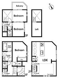 東京メトロ南北線 白金台駅 徒歩8分の賃貸一戸建て 1階3LDKの間取り