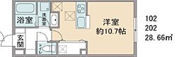 ラシーネ東中野 ワンルームの間取図画像